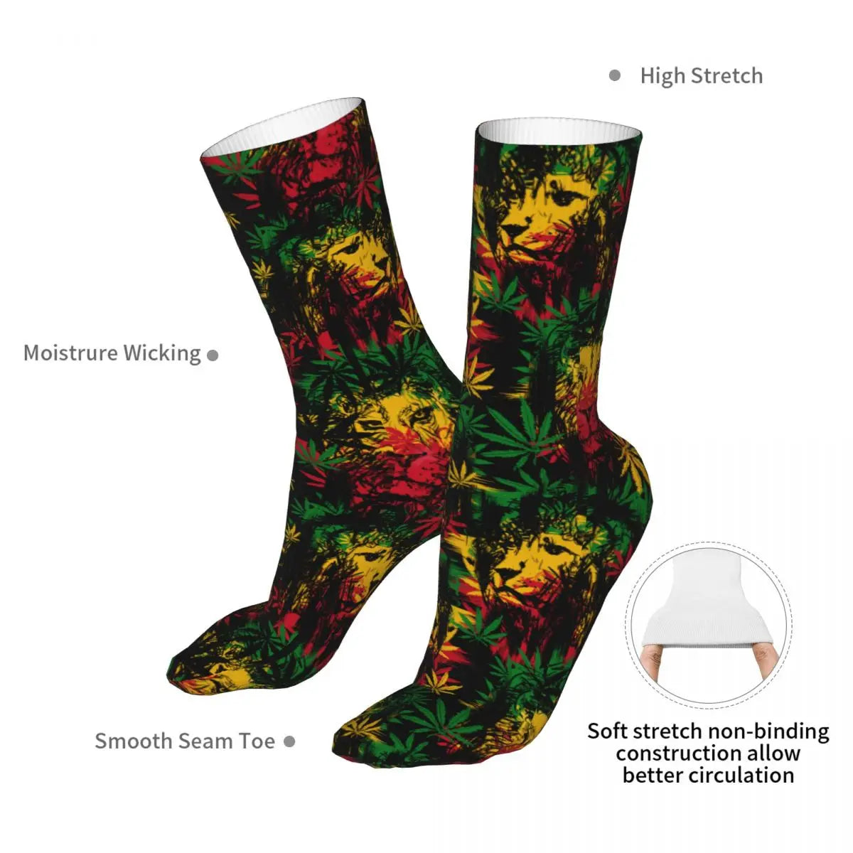 TheStoneyCrew™ Lion Head Cannabis Leaves Socks