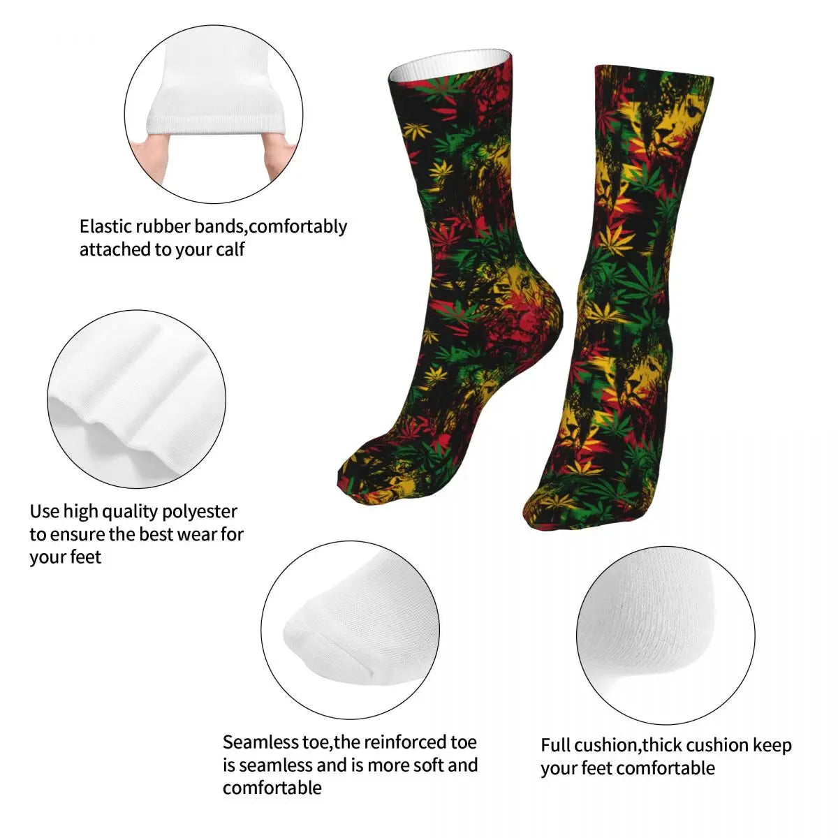 TheStoneyCrew™ Lion Head Cannabis Leaves Socks